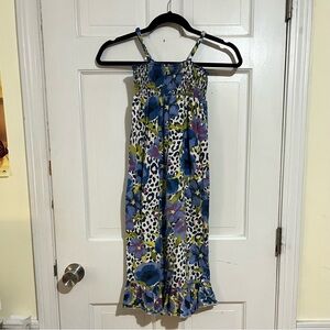 Floral and Leopard Print Girls Dress